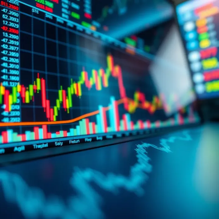 Illustration of forex currency pairs with charts and candlestick patterns