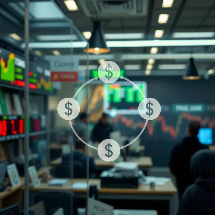 Diagram illustrating the flow of currency exchange in the forex market