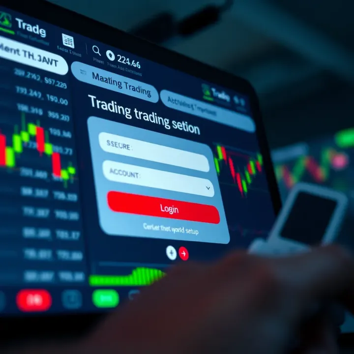 Illustration showing secure login and account setup on a trading platform