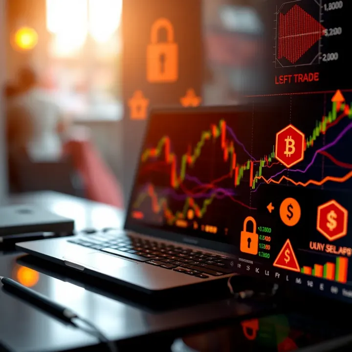 Illustration showing secure online trading with digital security icons and currency symbols