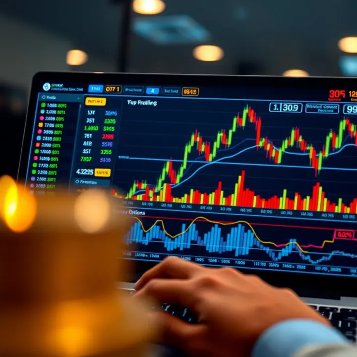 Illustration of secure binary options trading platform interface with financial charts