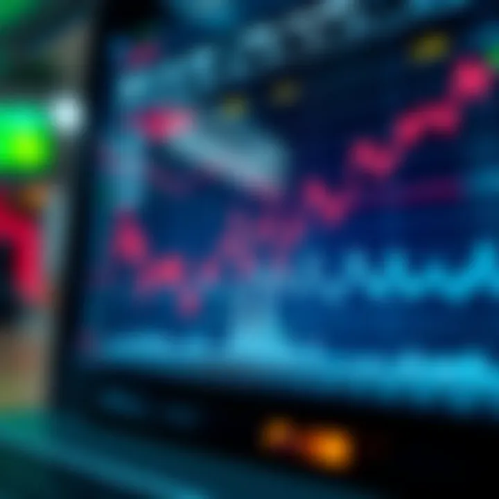 Graph showing currency exchange rate fluctuations in the forex market