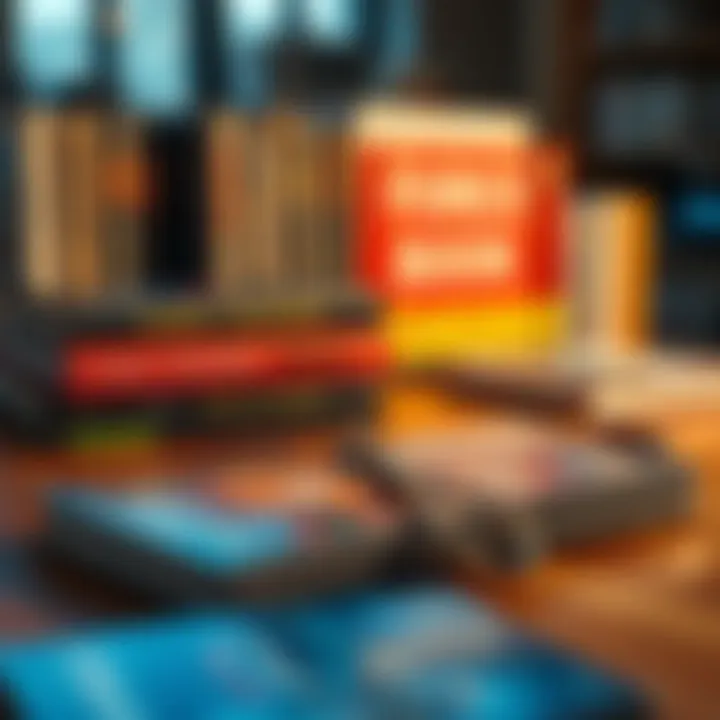 Collection of popular forex trading books arranged on a wooden surface