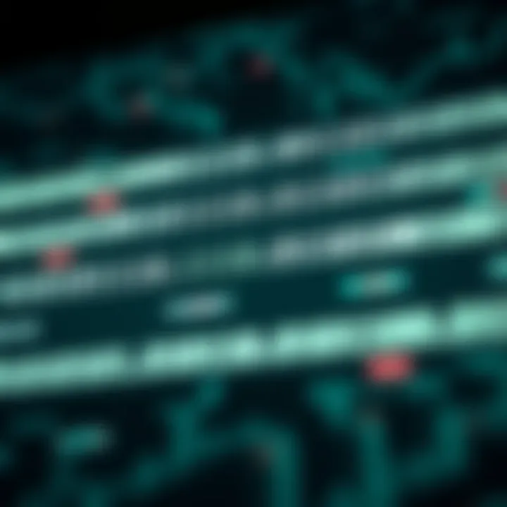 Illustration showing practical applications of binary code in computing devices and digital technology