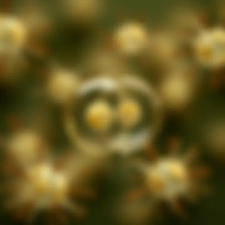 Microscopic view of single-celled organisms undergoing binary fission in a natural environment