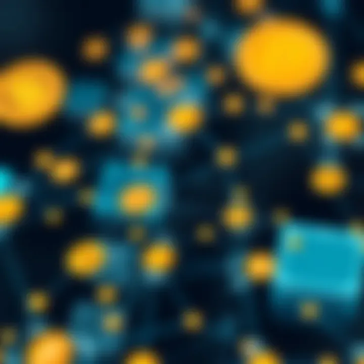 Illustration of diverse cryptocurrency icons connected with digital network lines symbolizing trading strategies