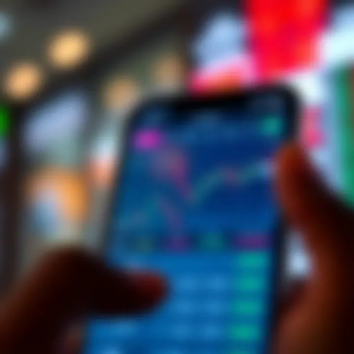 Mobile phone screen displaying a secure crypto trading platform interface with charts and transaction options