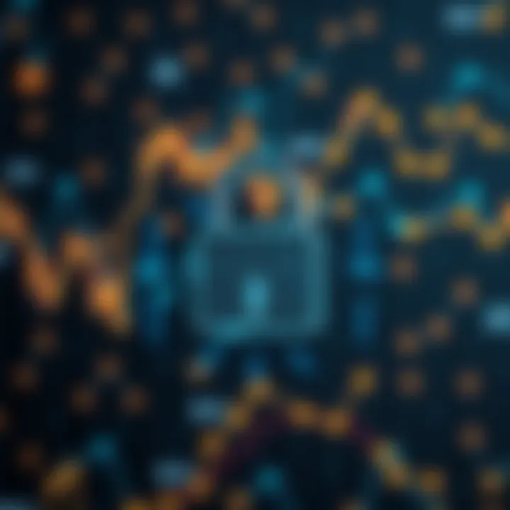 Secure digital padlock symbol overlaid on a cryptocurrency network background representing app security