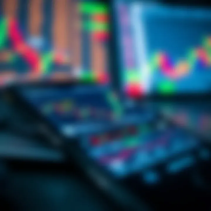 Mobile phone screen displaying various forex trading charts and currency pairs