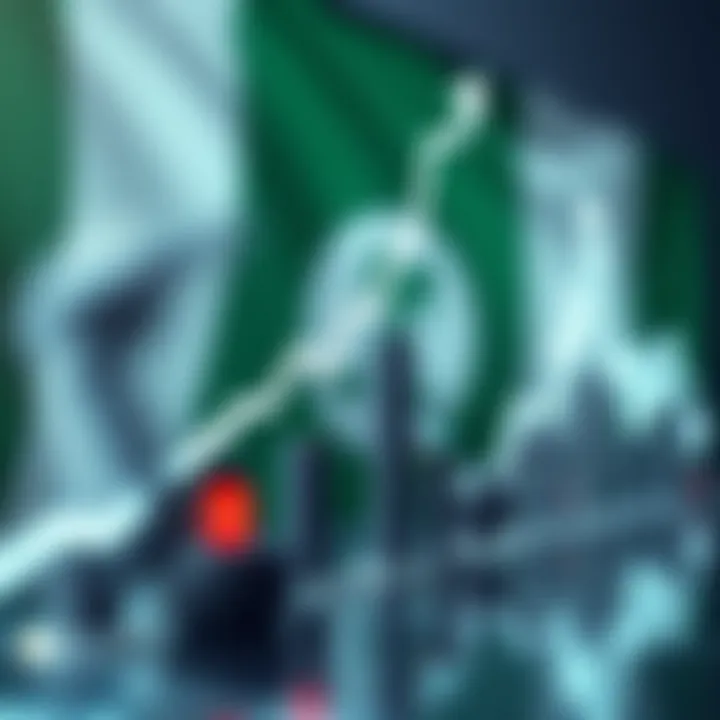 Graph showing upward trend with forex trading robot icons and Nigerian flag background