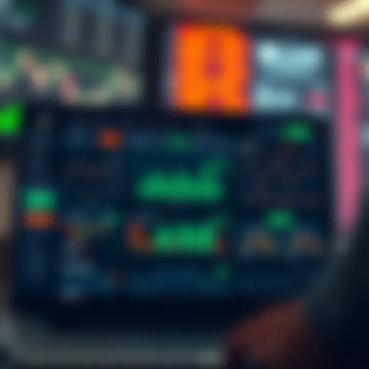 Dashboard showing various stock trading app features including market trends and portfolio overview