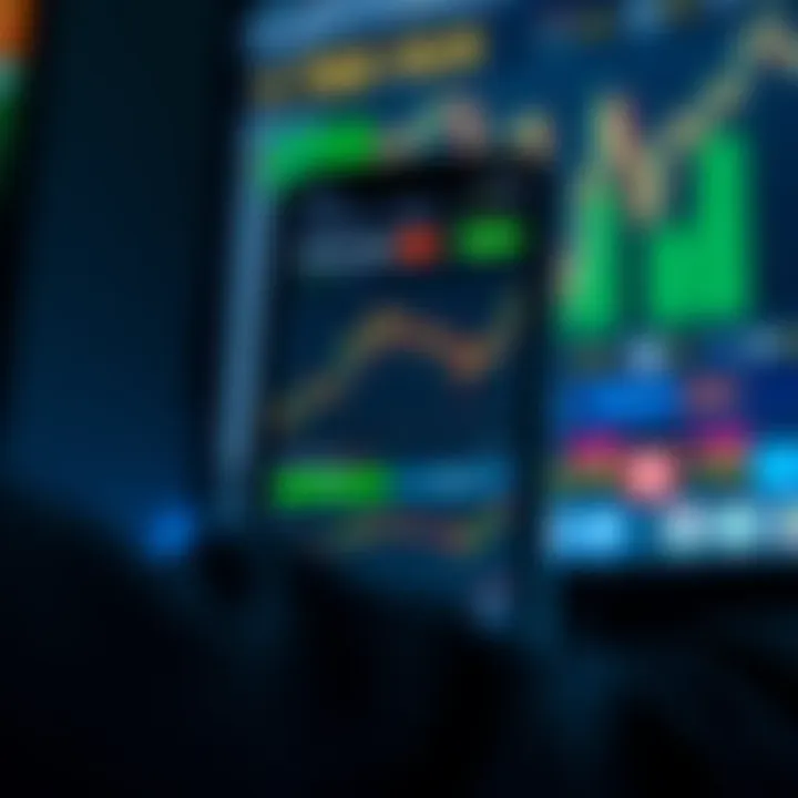 Mobile phone displaying a user-friendly trading app interface with stock market charts and real-time data