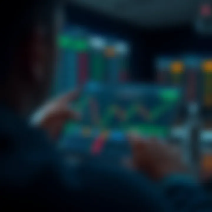 Mobile device displaying forex trading charts and analysis tools