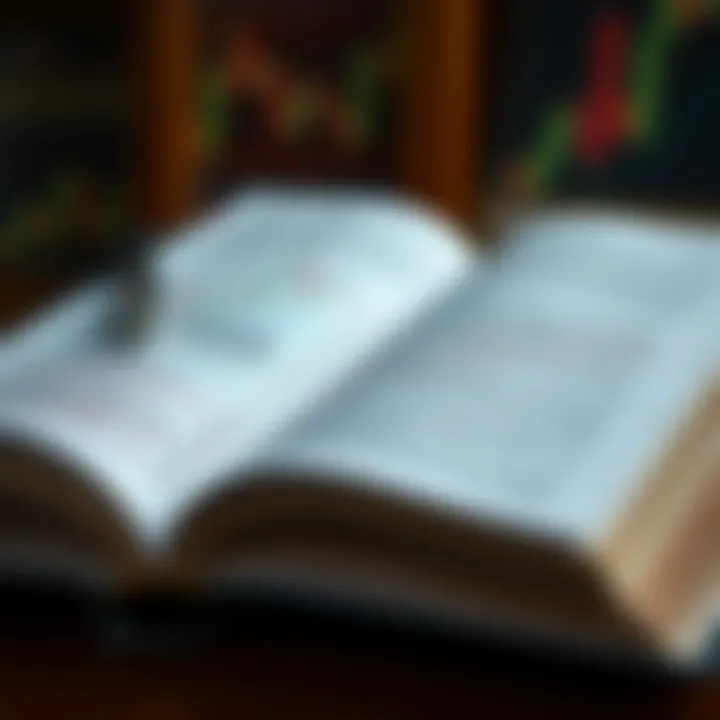 Open book displaying forex trading strategies and charts