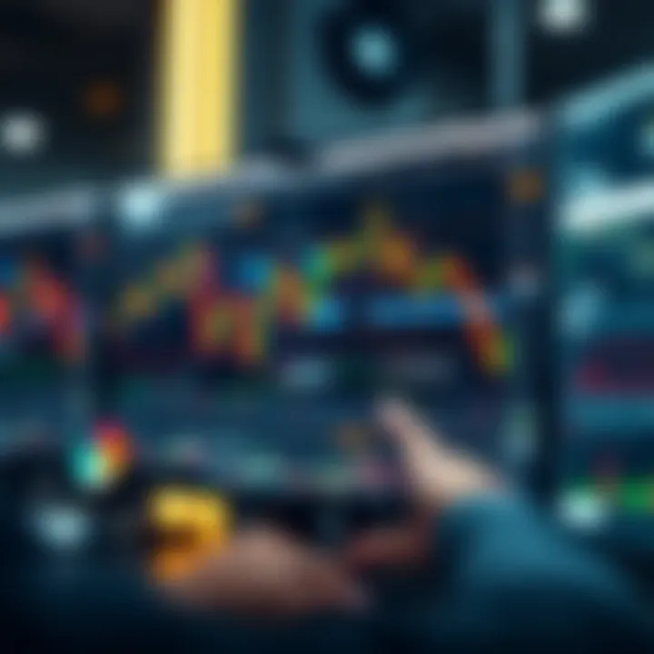 Computer screen showing forex trading platform with currency charts and indicators