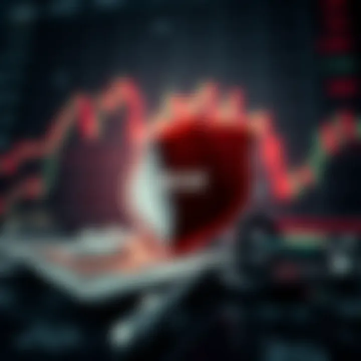 Conceptual illustration of risk management showing protective shield over fluctuating currency symbols and Nigerian naira icon