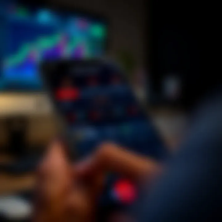 User interface of ABR Trading App displaying various trading options and charts on a mobile device