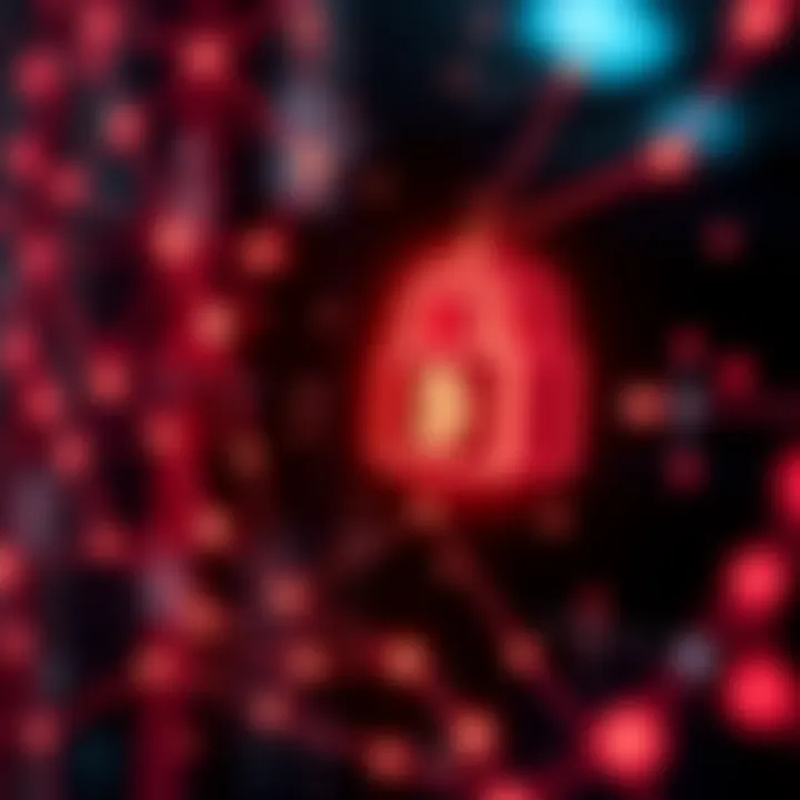 Abstract representation of encrypted identity with network lines and a glowing padlock symbolizing security and anonymity