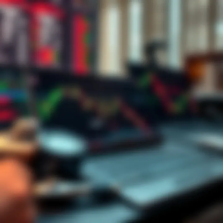 Conceptual graphic of risk management tools and financial charts in trading