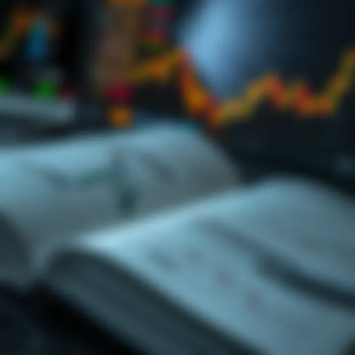 Close-up of an open forex trading book with charts and graphs visible