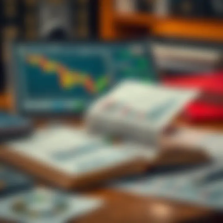 Open forex trading book with charts and graphs on a desk