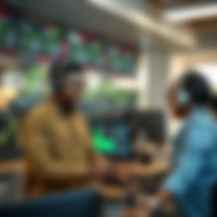 Customer support interaction on a forex trading platform interface