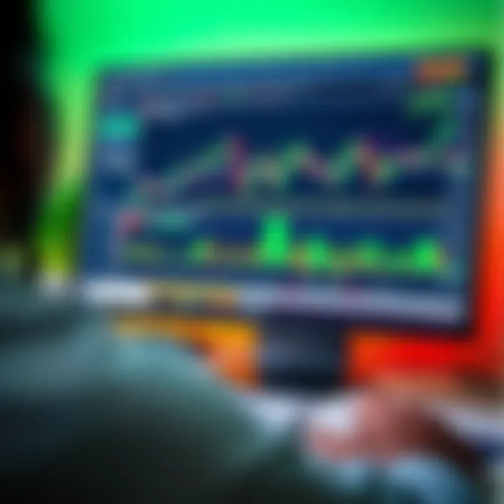 Computer screen displaying a forex trading platform with currency charts and graphs