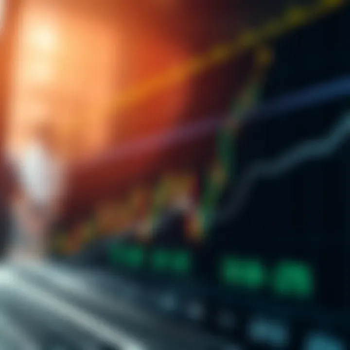 Graph showing upward trend lines and forex currency pairs relevant to South African market