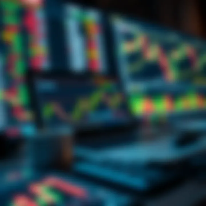 Illustration of financial tools and charts used in forex market analysis