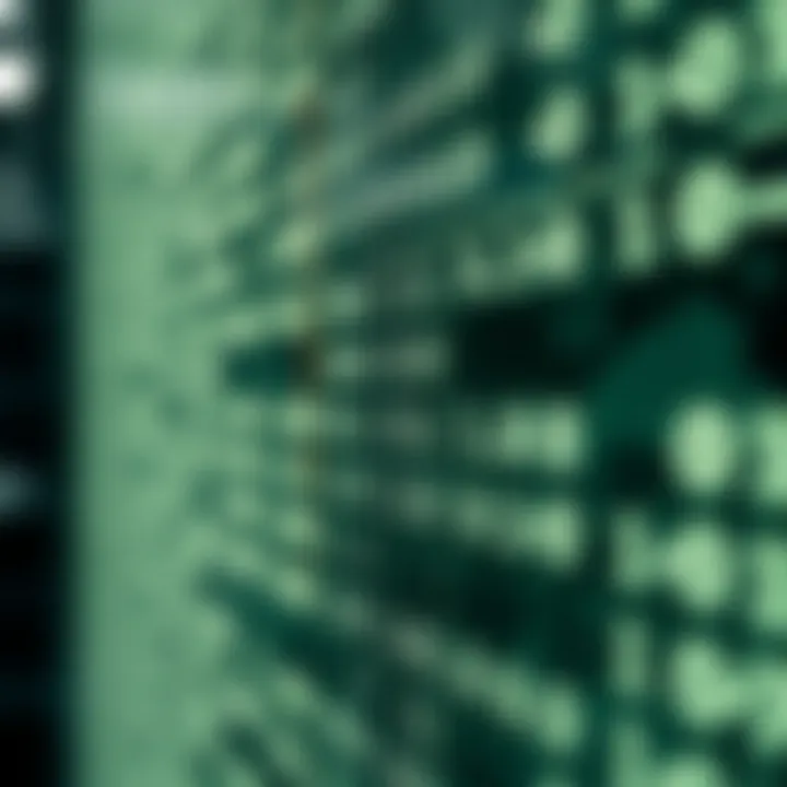 Visual representation of binary code applied in computing showing data flow and digital interaction