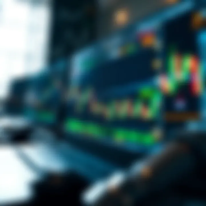 Illustration of a digital interface depicting automated trading with charts and algorithmic data