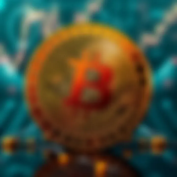 Digital representation of a binary coin with blockchain network in the background