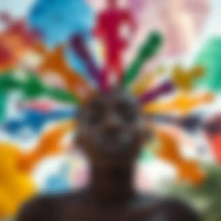 Colorful abstract representation of diverse gender identities branching out from a central point