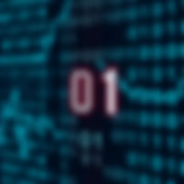 Visualization of a binary numeral with digits zero and one representing digital data