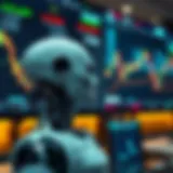 Automated trading interface showing binary option robot executing trades on a digital screen