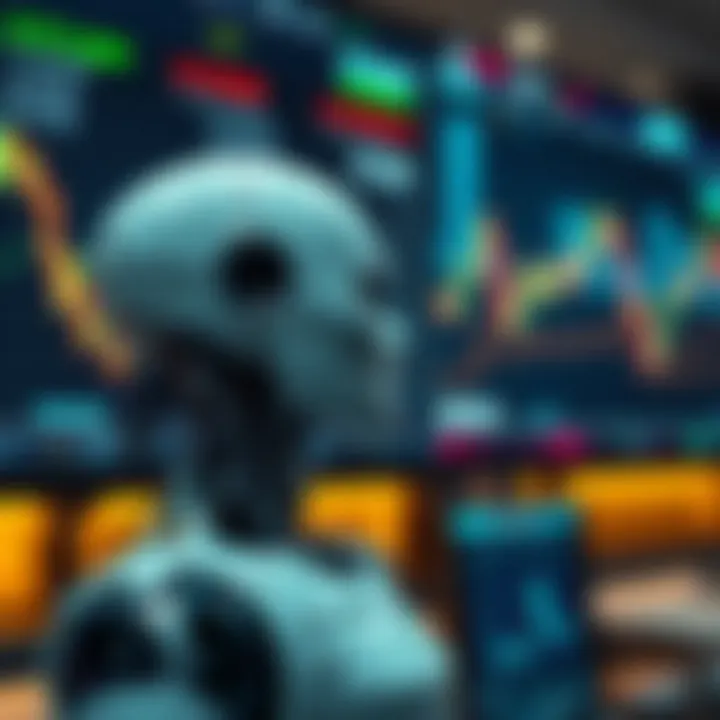 Automated trading interface showing binary option robot executing trades on a digital screen