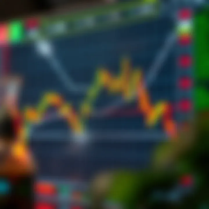 Chart showing upward and downward trends in binary option trading