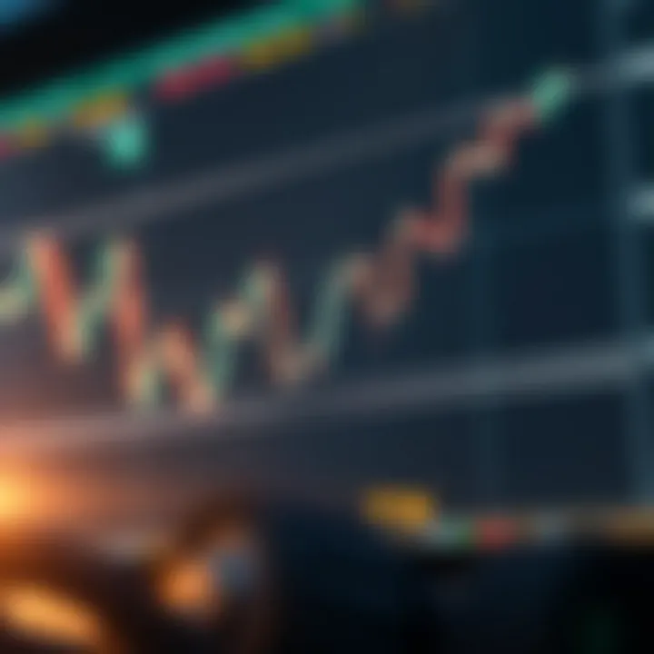 Illustration of financial charts showing asset price movements with upward and downward trends