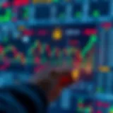 Conceptual diagram illustrating binary options trading with financial charts and currency symbols