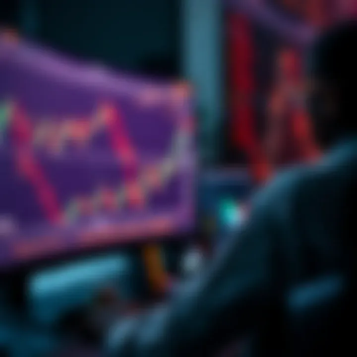 Nigerian trader analyzing digital graphs on a computer screen with financial data related to binary options