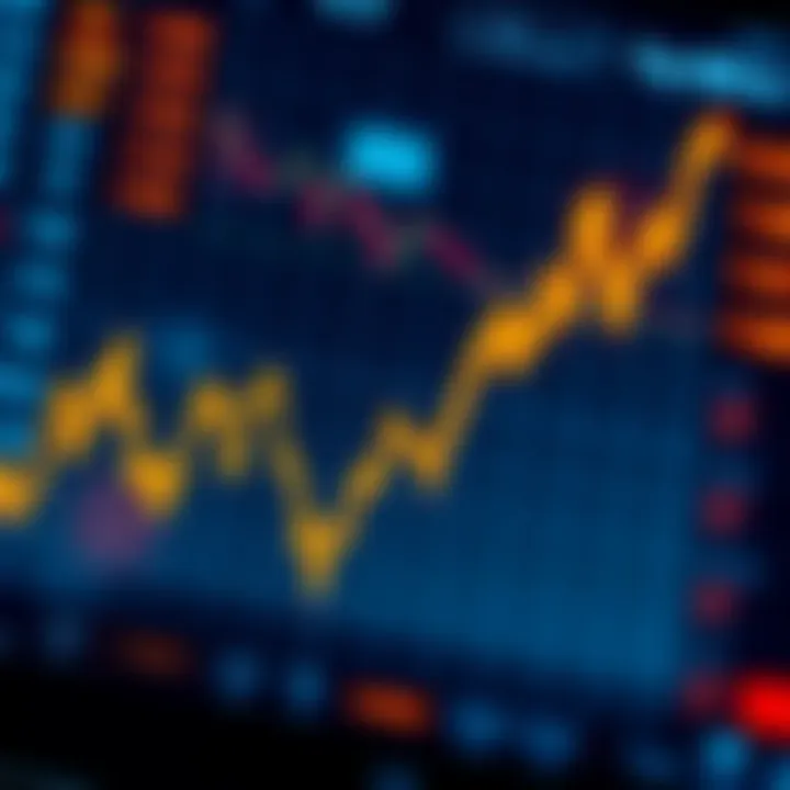 Graph showing currency exchange rates fluctuating over time