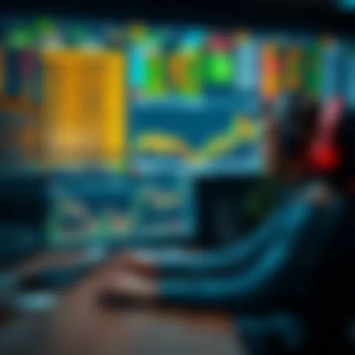 Conceptual graphic of a trader analyzing currency pair movements and testing strategies virtually