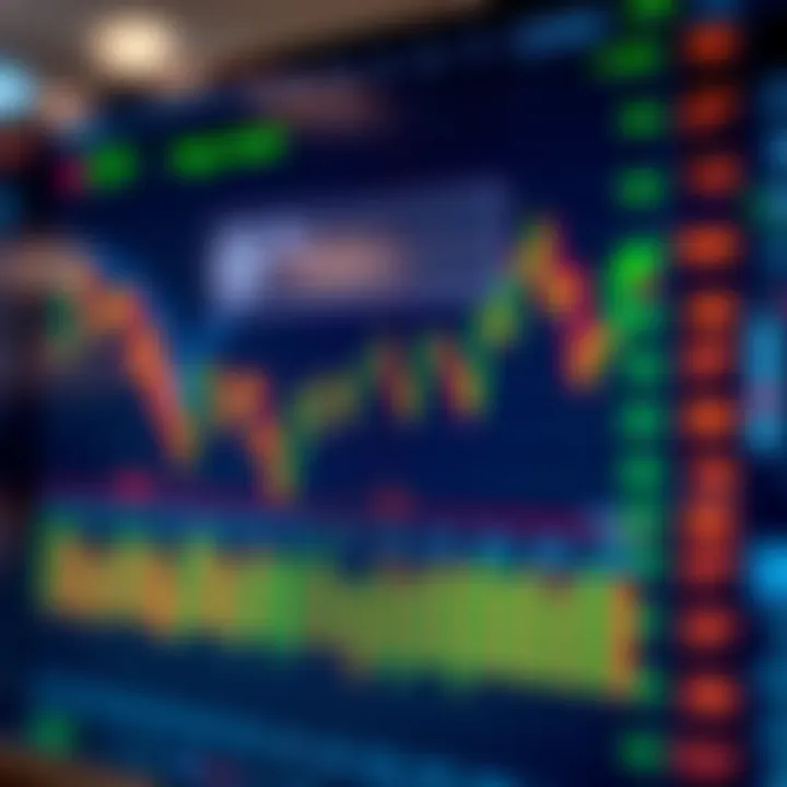 Graph showing currency exchange rate fluctuations on a digital trading platform