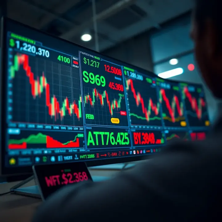 A digital trading interface displaying various assets and real-time binary options charts