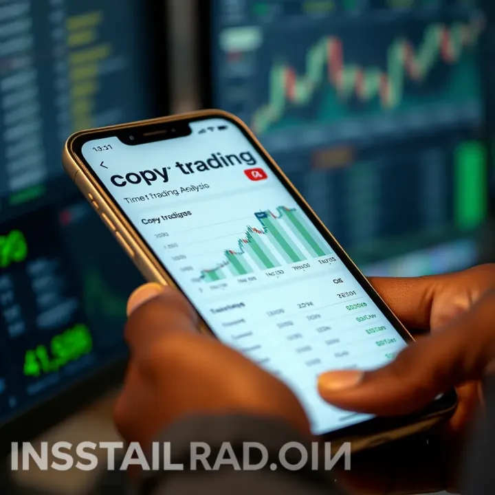 User interface displaying real-time financial charts and copy trading options on a mobile device