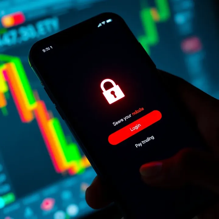 Secure Login Screen Highlighting Forex App Security Secure login screen on a smartphone emphasizing app security for forex trading