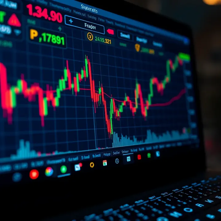 Secure online forex trading platform interface with charts and currency symbols