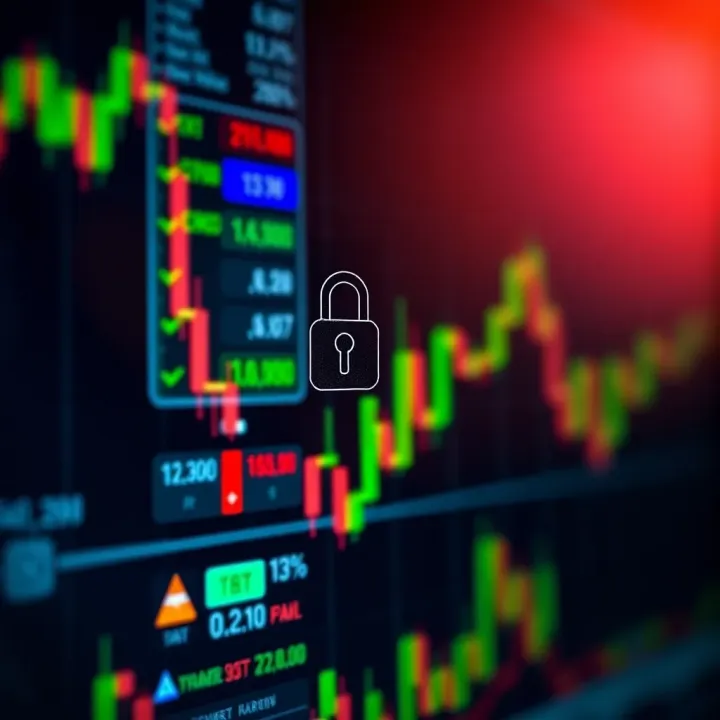 Ensuring Security in Forex Trading Platforms Secure connection symbol with a padlock overlay on a digital trading interface