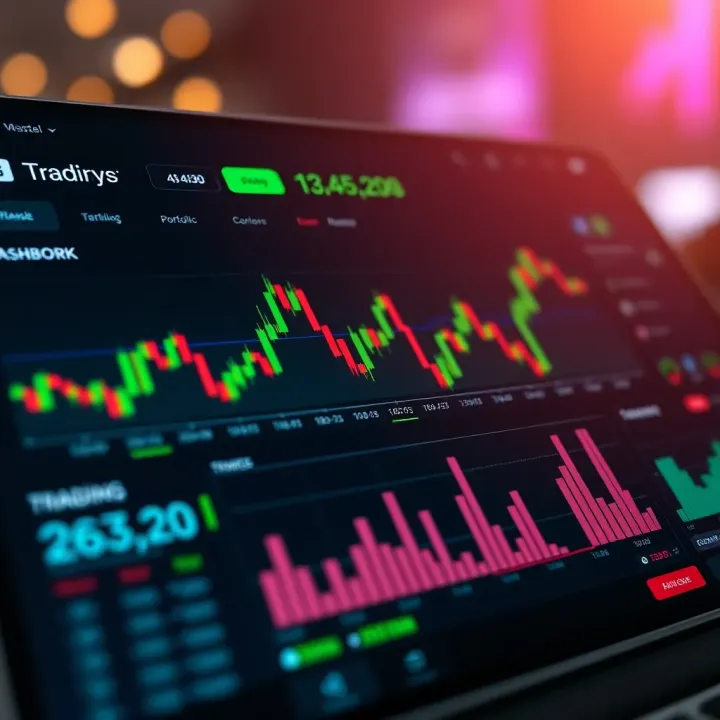 Dashboard of a trading app showing market trends and portfolio overview