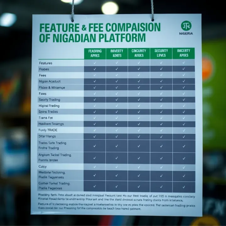 Comparison chart highlighting key features, fees, and security levels of various Nigerian trading apps